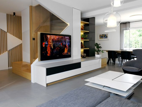 Aménagement d'intérieur d'une maison individuelle / salon / meuble tv sur-mesure - Paris - Montreuil - Vincennes